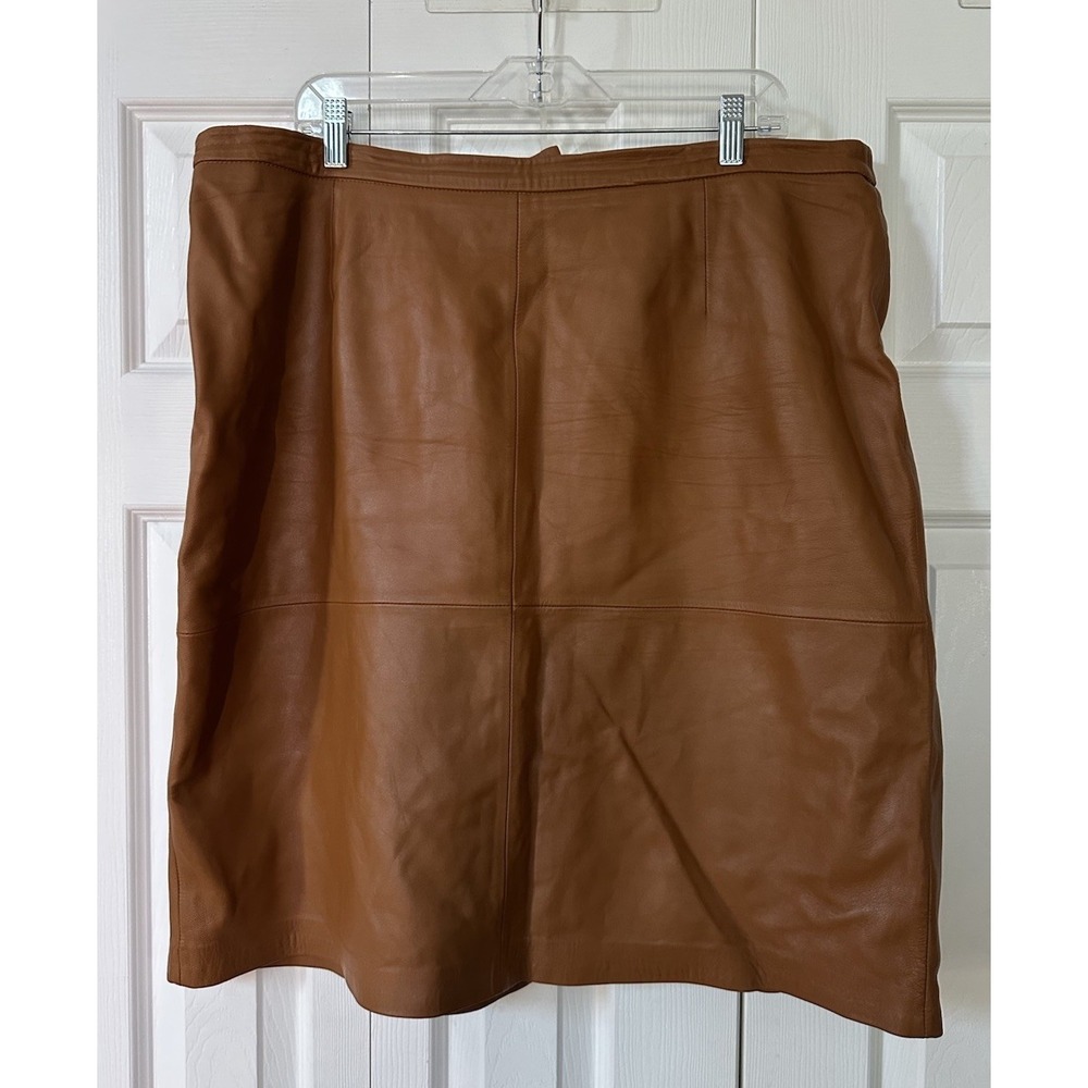 VTG Terry Lewis Brown Genuine Leather Skirt 20P